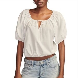 Brand New With Tags Lucky Brand White Cotton Poplin Top Size XL